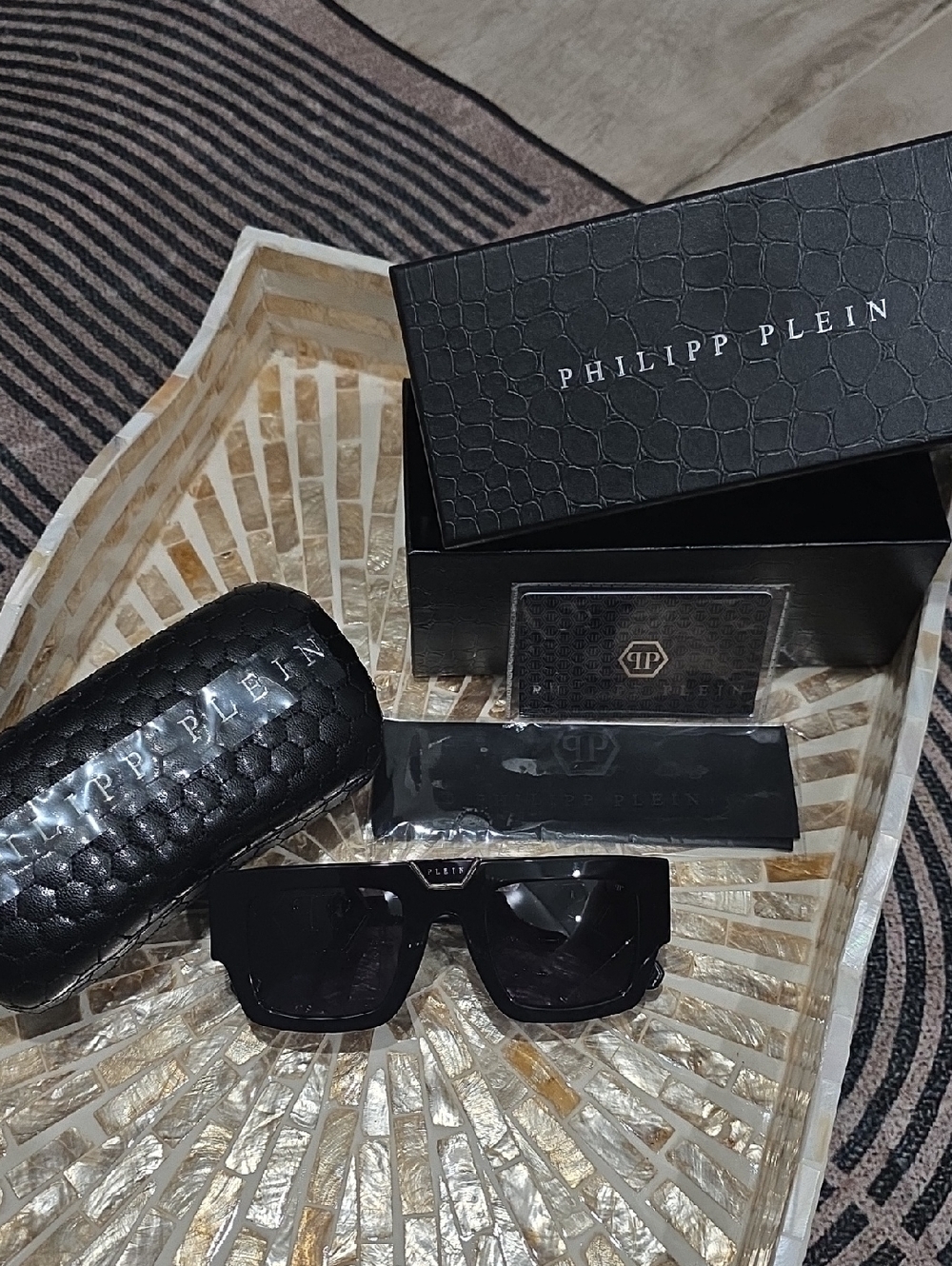 Philipp Plein "Plein Gloom" Black Sunglasses with Branded Case and Box